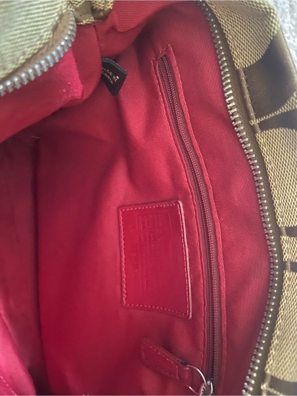 Coach Khaki Signature Canvas Crossbody with Red Trim - Picture 6 of 10
